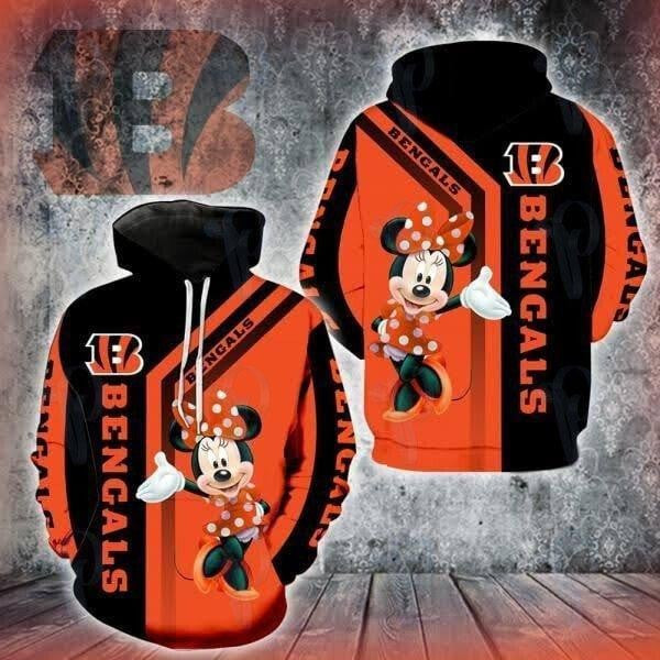NFL Cincinnati Bengals Minnie Mouse 3D Hoodie, Zip Hoodie, Sweatshirt TR3371