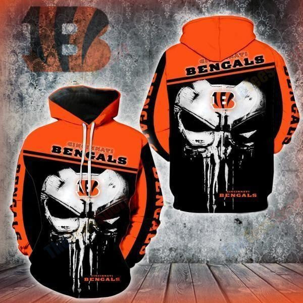 NFL Cincinnati Bengals Punisher New Skull 3D Hoodie, Zip Hoodie, Sweatshirt TR3761