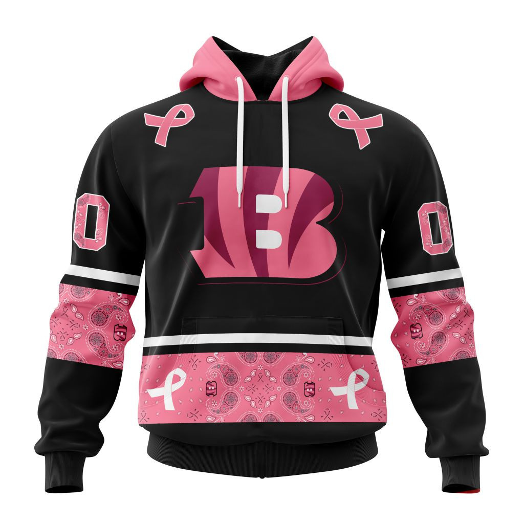 Nfl Cincinnati Bengals Specialized Design In Classic Style With Paisley In October We Wear Pink Breast Cancer Hoodie Zip Hoodie TR669