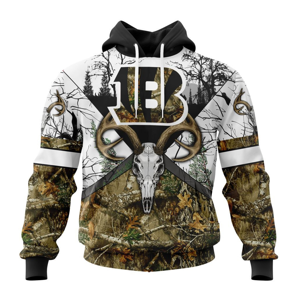 Nfl Cincinnati Bengals Specialized Specialized Design Wih Deer Skull And Forest Pattern For Go Hunting Hoodie Zip Hoodie PH826