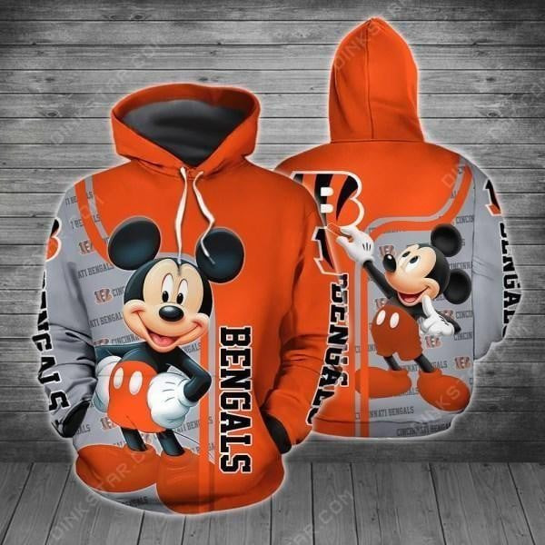 NFL Cincinnati Bengals With Mickey 3D Hoodie, Zip Hoodie, Sweatshirt TR3773