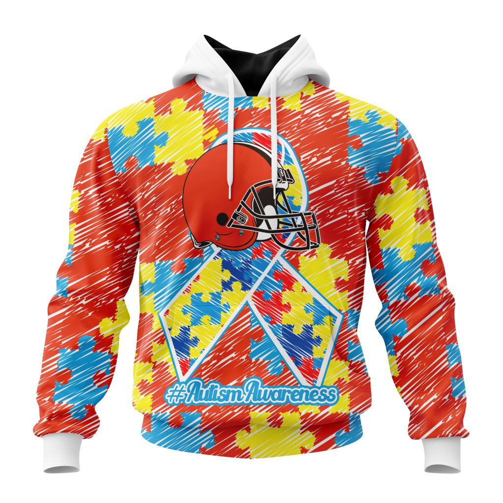 Nfl Cleveland Browns Special Autism Awareness Design St2201 Hoodie Zip Hoodie PH87