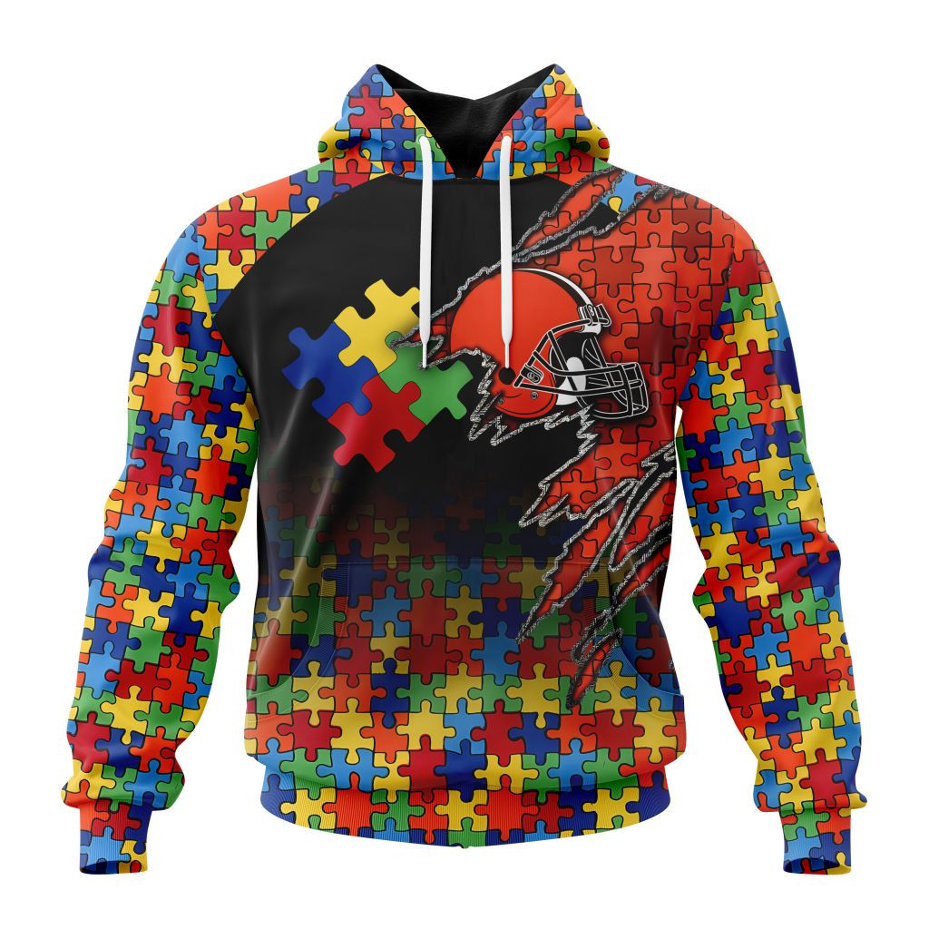Nfl Cleveland Browns Special Autism Awareness Design St2202 Hoodie Zip Hoodie PH139