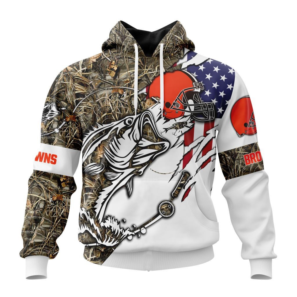 Nfl Cleveland Browns Special Fishing With Flag Of The United States St2201 Hoodie Zip Hoodie TR607