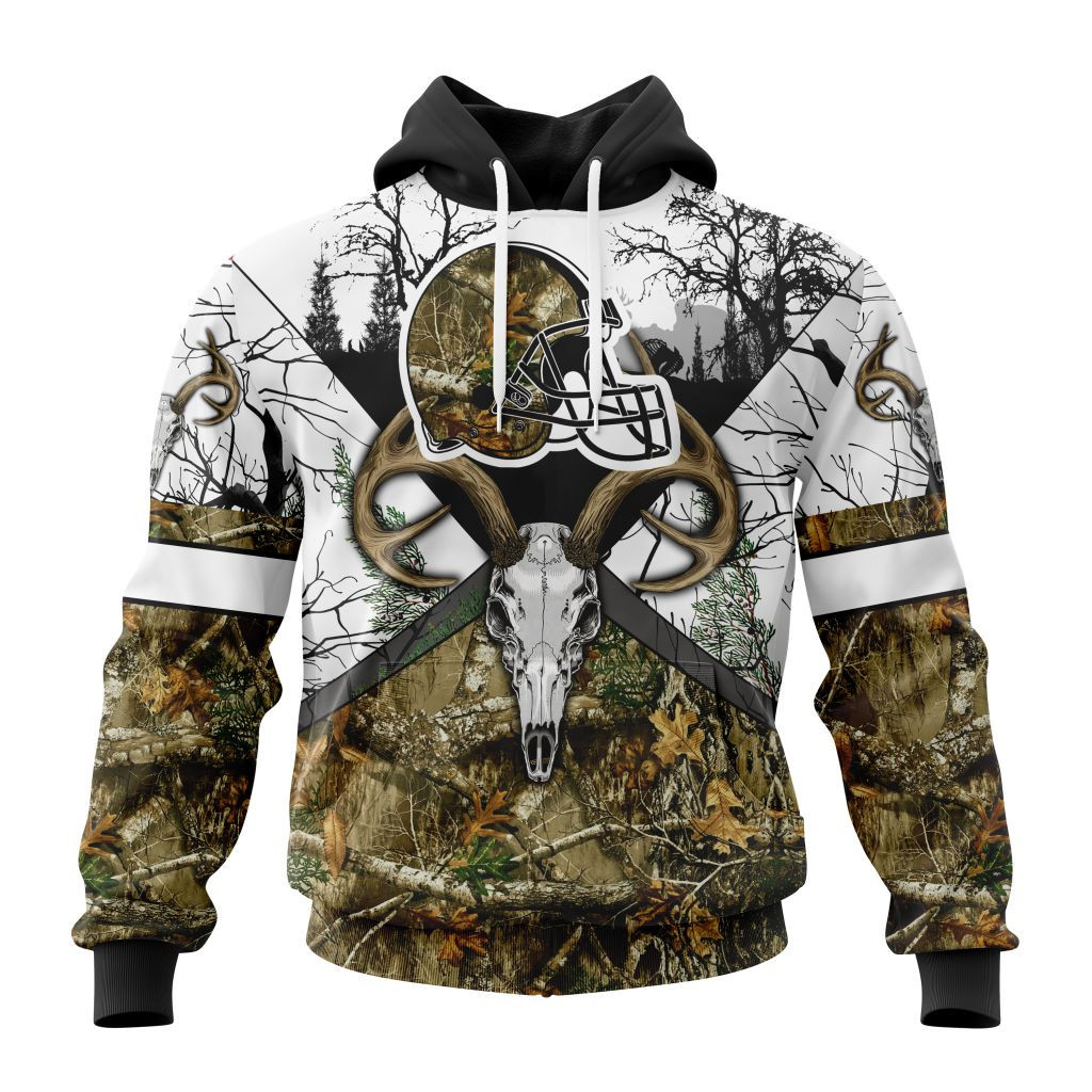 Nfl Cleveland Browns Specialized Specialized Design Wih Deer Skull And Forest Pattern For Go Hunting Hoodie Zip Hoodie PH829