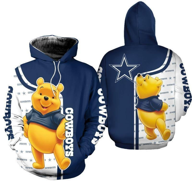 NFL Dallas Cowboys With Winnie The Pooh 3D Hoodie, Zip Hoodie, Sweatshirt TR3721