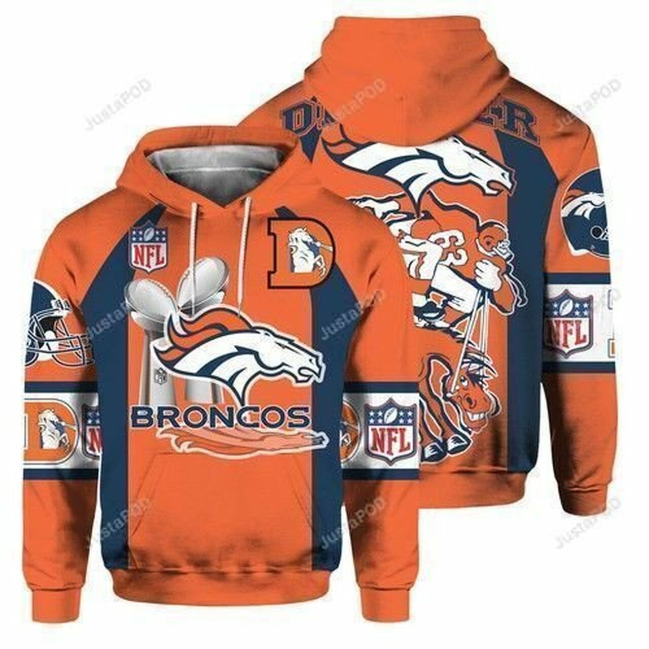 Nfl Denver Broncos 3D Red Hoodie Hoodie Zip Hoodie H397