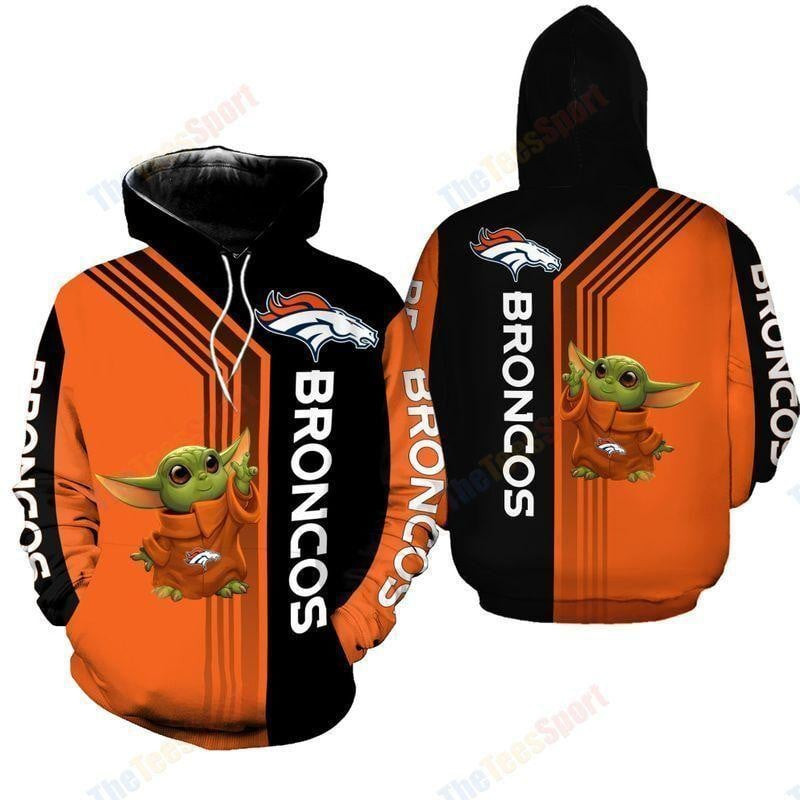 NFL Denver Broncos Baby Yoda Green 3D Hoodie, Zip Hoodie, Sweatshirt TR3655