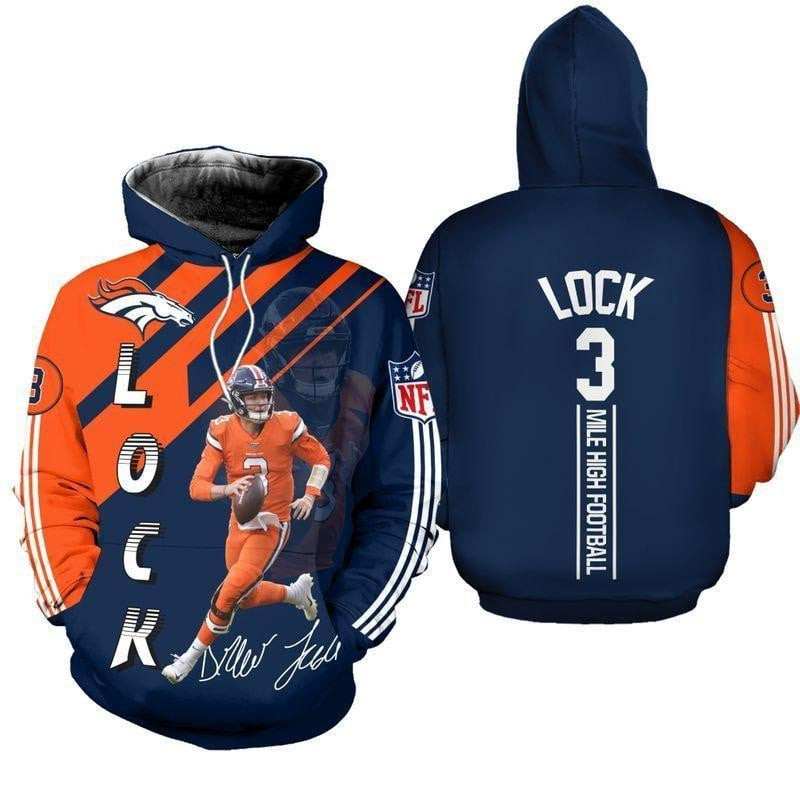 NFL Denver Broncos Drew Lock 3D Hoodie, Zip Hoodie, Sweatshirt TR3734