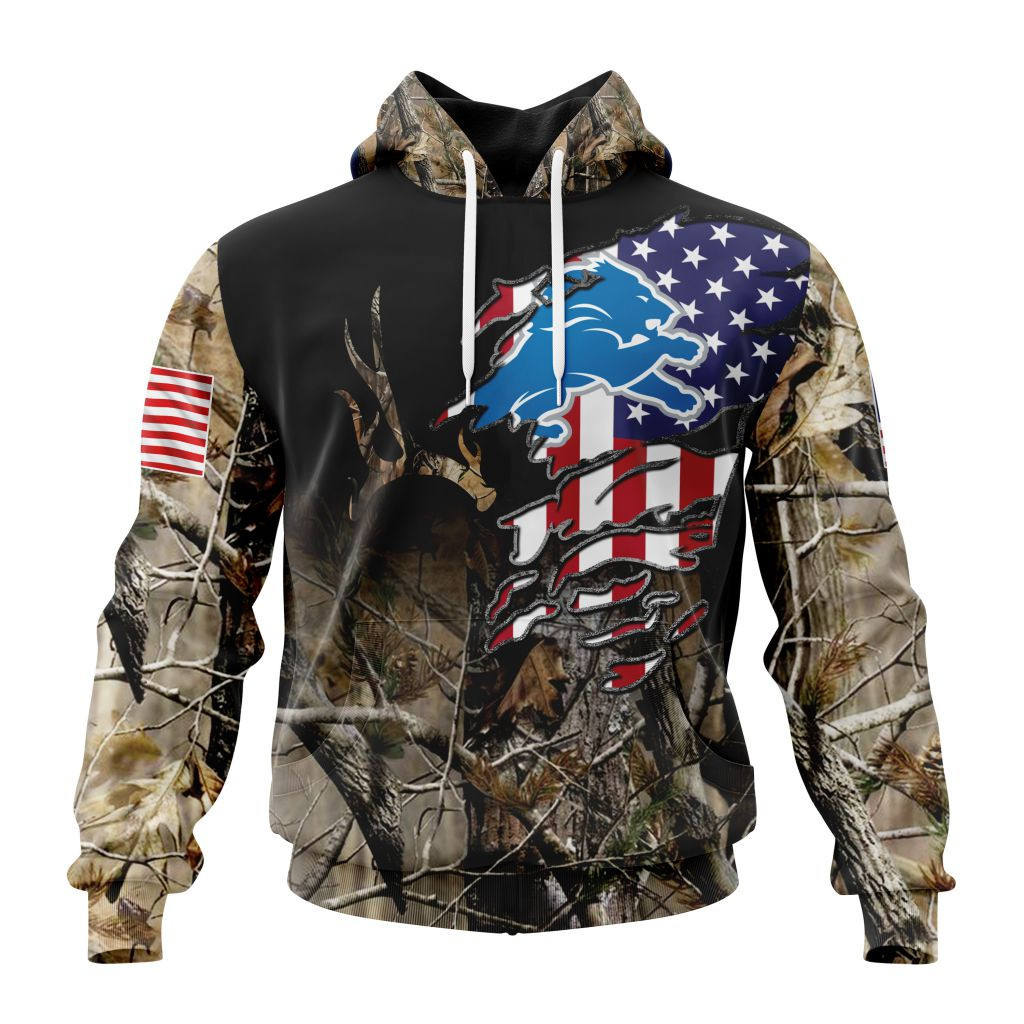 Nfl Detroit Lions Special Camo Realtree Hunting St2201 Hoodie Zip Hoodie TR742
