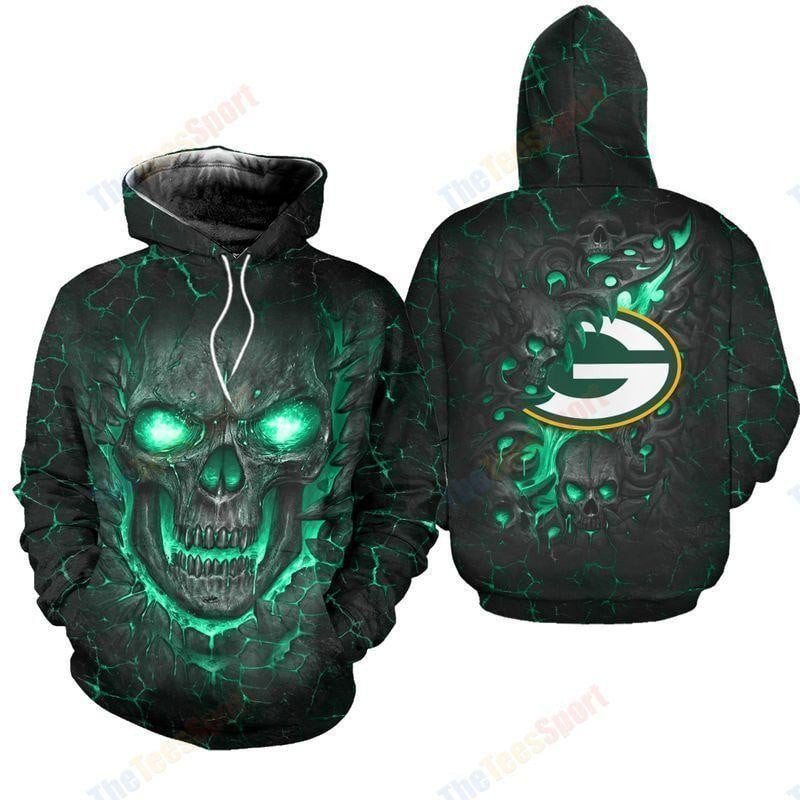 NFL Green Bay Packers 3D Skull 3D Hoodie, Zip Hoodie, Sweatshirt TR3772