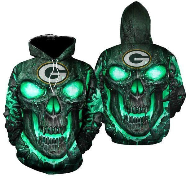 NFL Green Bay Packers Hello Darkness My Old Friend 3D Skull Zipper Zipper For Fans 3D Hoodie, Zip Hoodie, Sweatshirt TR3710
