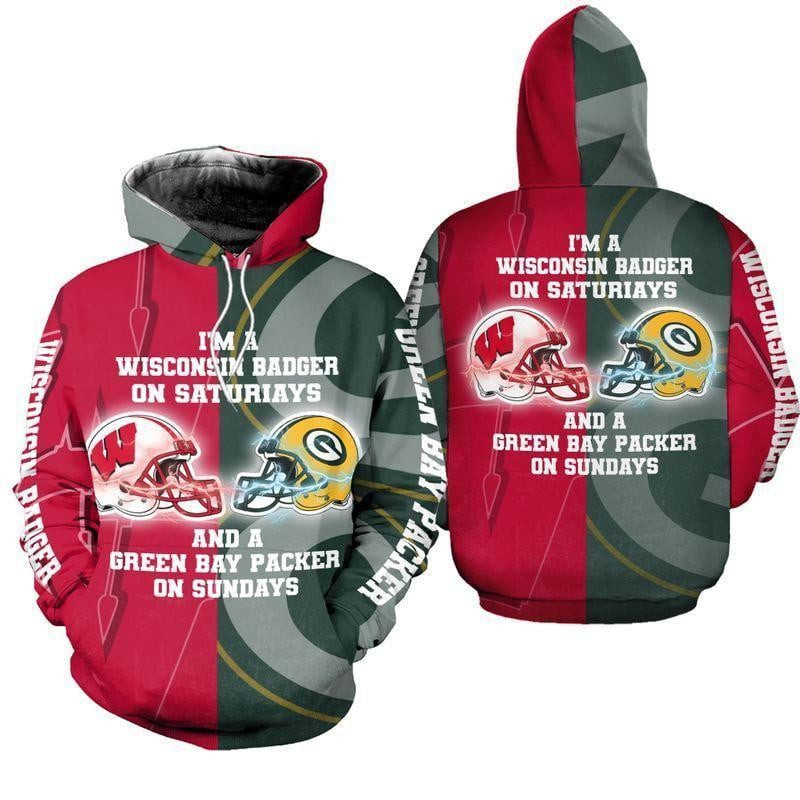 NFL Green Bay Packers Wisconsin Badgers And 3D Hoodie, Zip Hoodie, Sweatshirt TR3541