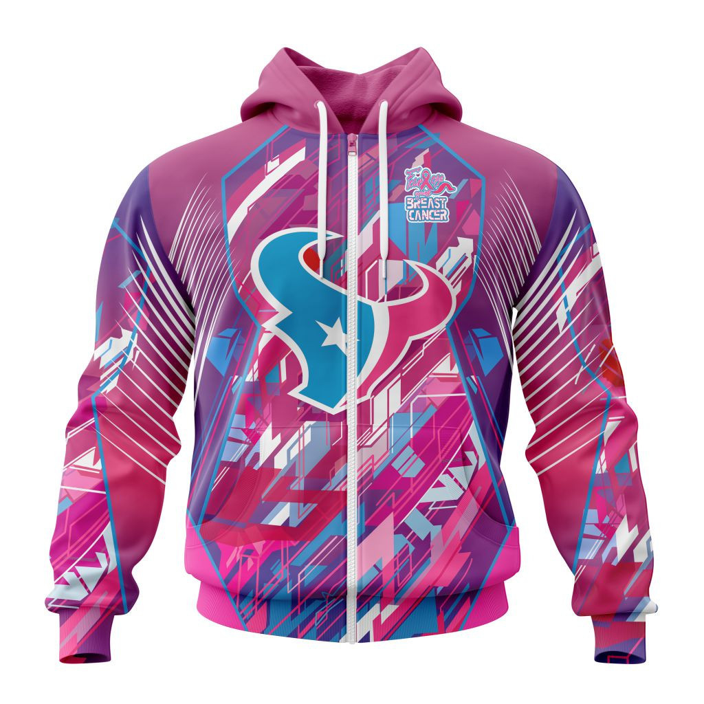 Nfl Houston Texans Specialized Design I Pink I Can Fearless Again Breast Cancer Hoodie Zip Hoodie TR725