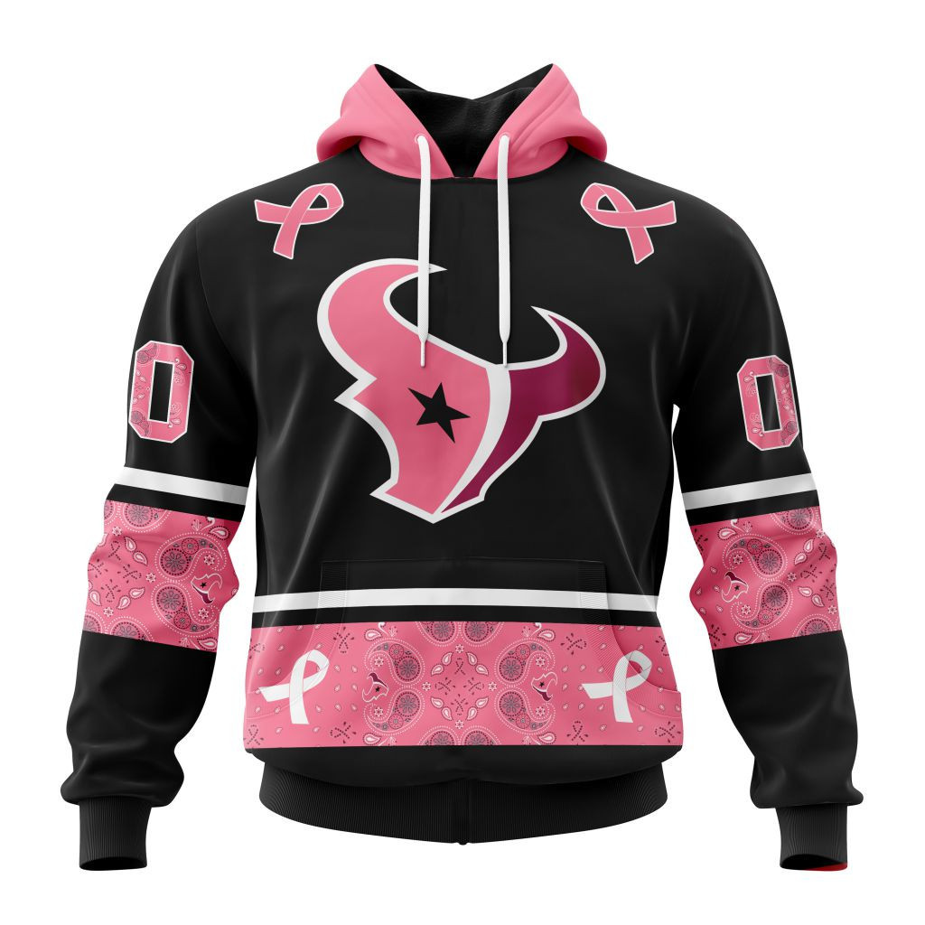 Nfl Houston Texans Specialized Design In Classic Style With Paisley In October We Wear Pink Breast Cancer Hoodie Zip Hoodie TR661