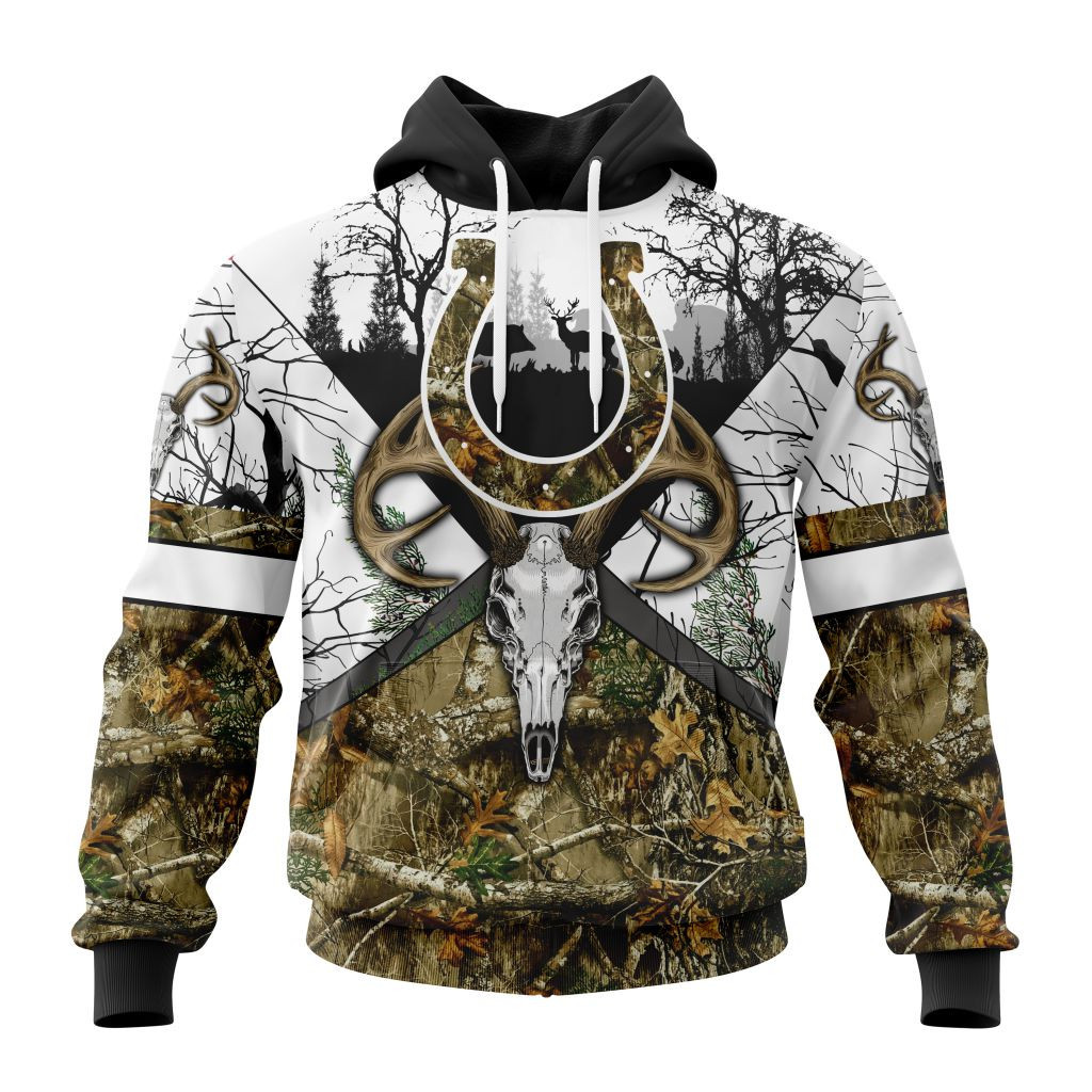 Nfl Indianapolis Colts Specialized Specialized Design Wih Deer Skull And Forest Pattern For Go Hunting Hoodie Zip Hoodie PH820