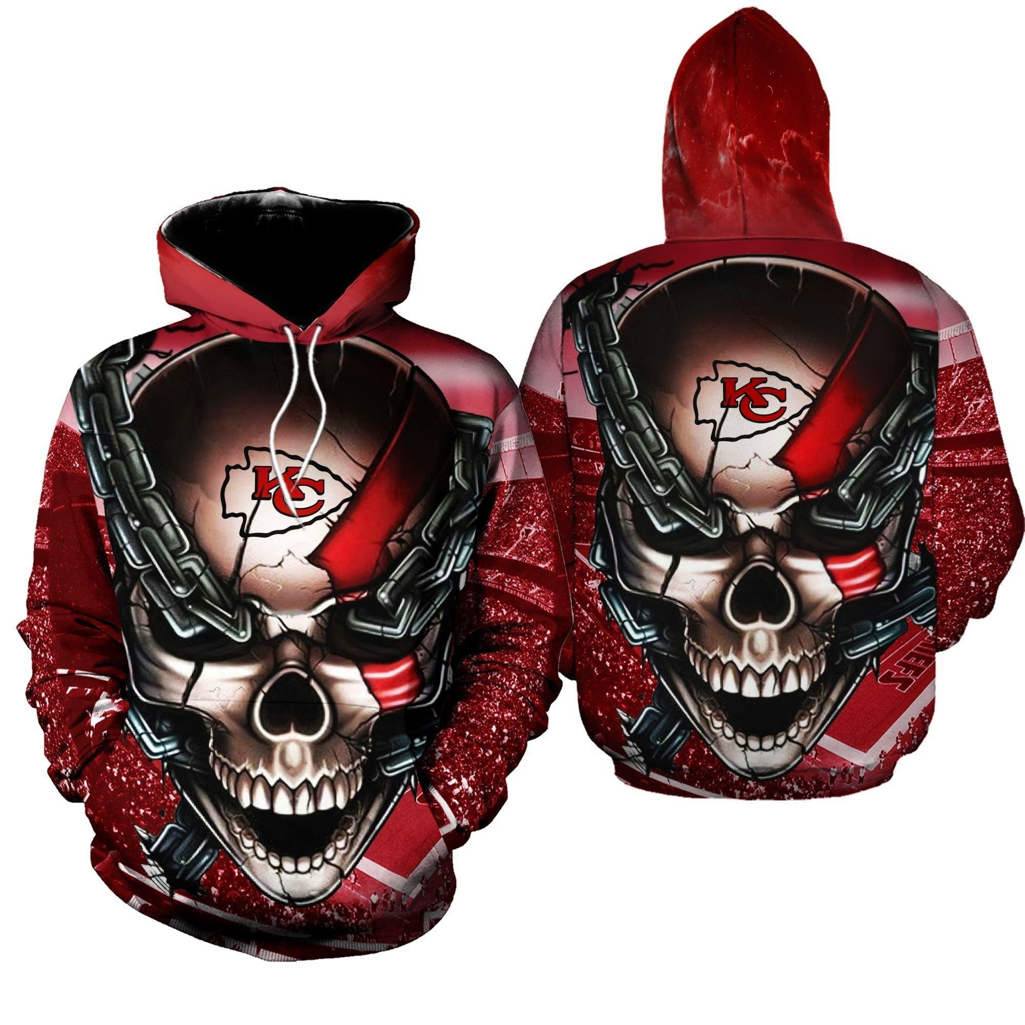 NFL Kansas City Chiefs 3D Skull 3D Hoodie, Zip Hoodie, Sweatshirt TR3736