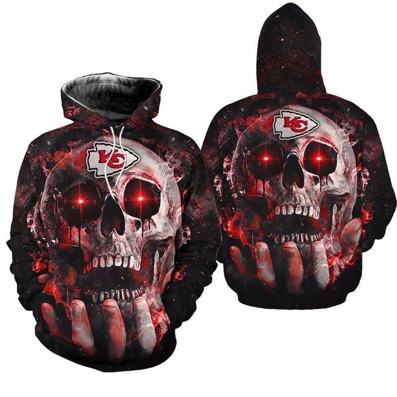 NFL Kansas City Chiefs 3D Skull Zipper 3D Hoodie, Zip Hoodie, Sweatshirt TR3666