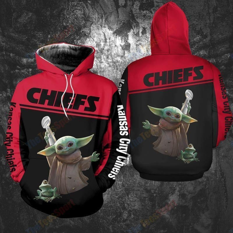 NFL Kansas City Chiefs Baby Yoda 3D Hoodie, Zip Hoodie, Sweatshirt TR3609