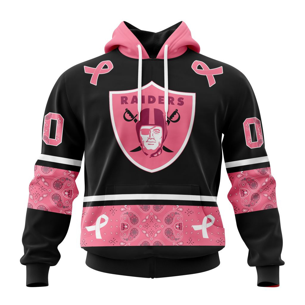 Nfl Las Vegas Raiders Specialized Design In Classic Style With Paisley In October We Wear Pink Breast Cancer Hoodie Zip Hoodie TR655