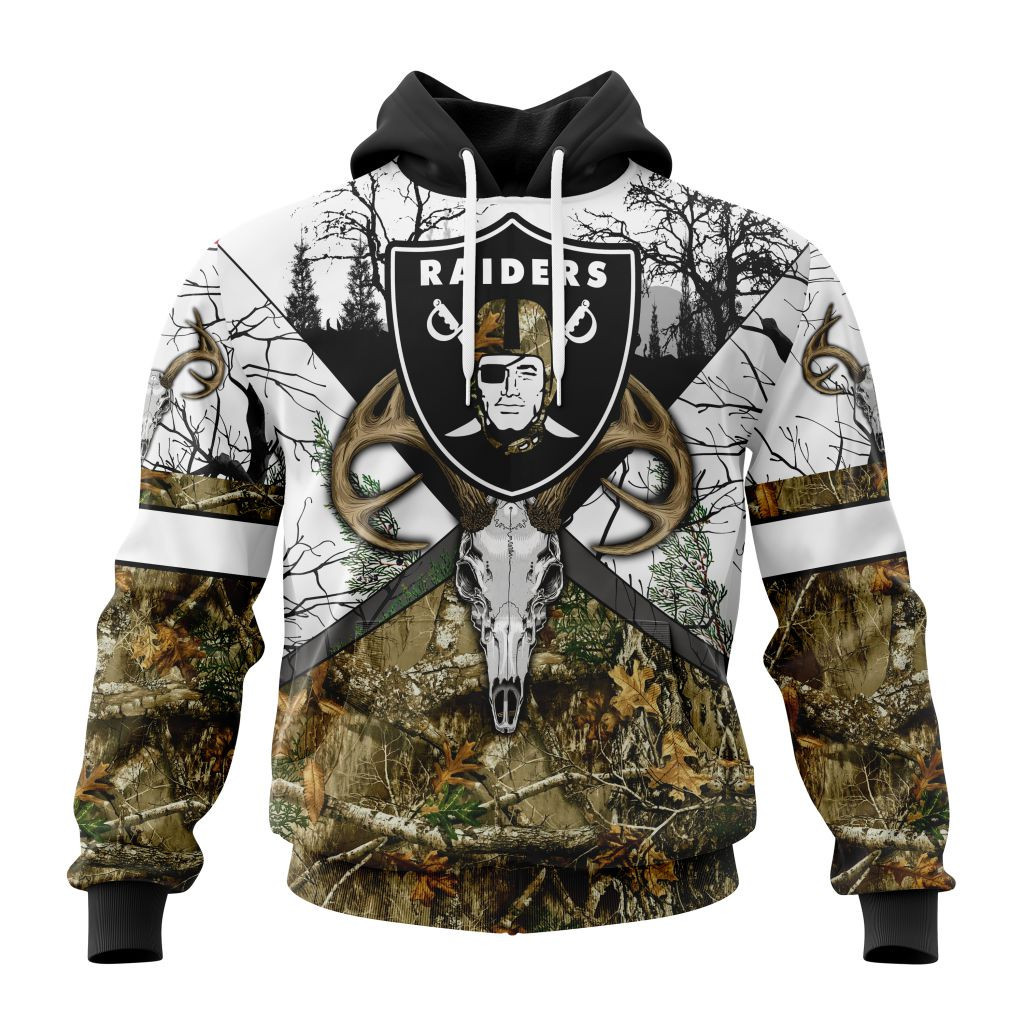 Nfl Las Vegas Raiders Specialized Specialized Design Wih Deer Skull And Forest Pattern For Go Hunting Hoodie Zip Hoodie PH815