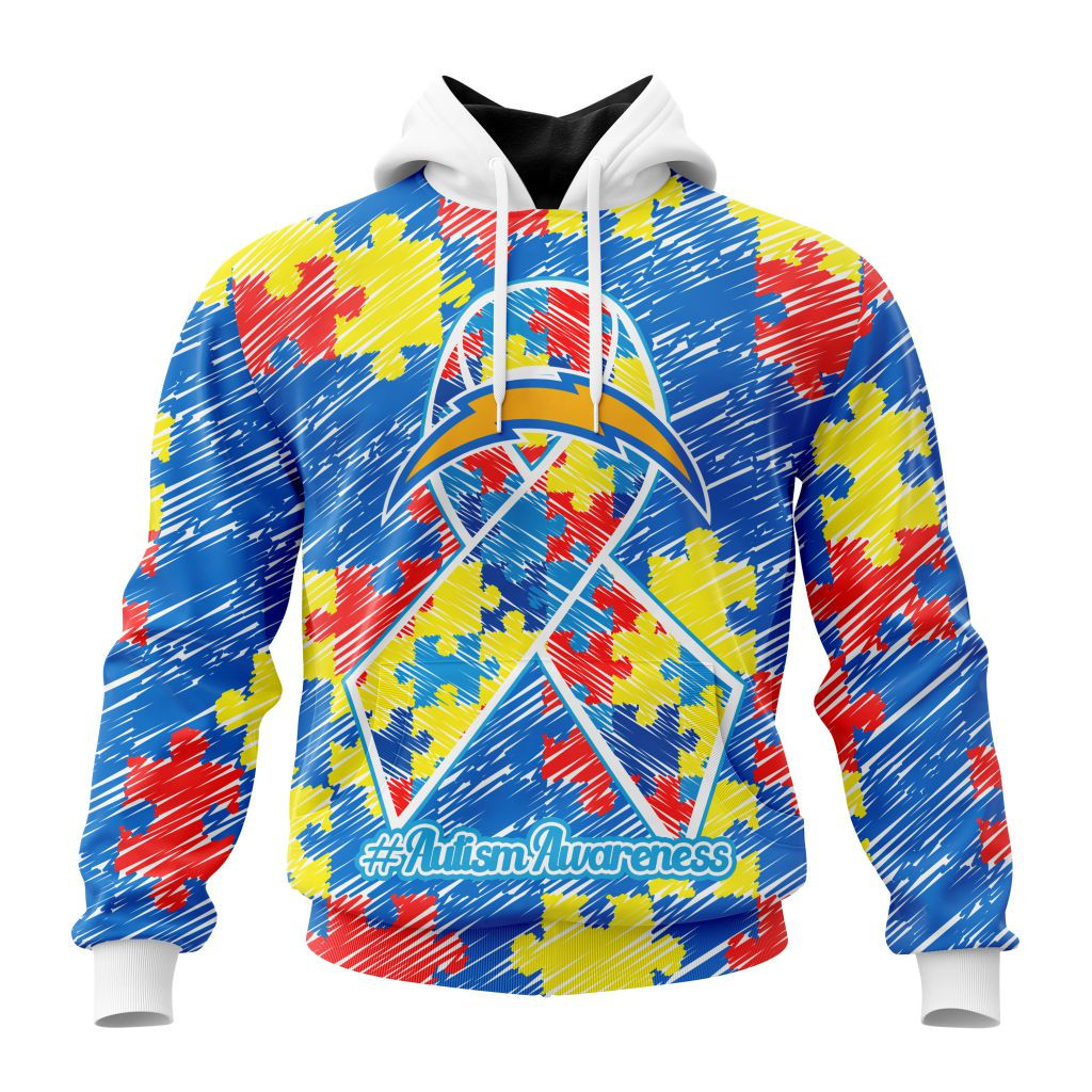 Nfl Los Angeles Chargers Special Autism Awareness Design St2201 Hoodie Zip Hoodie TR78