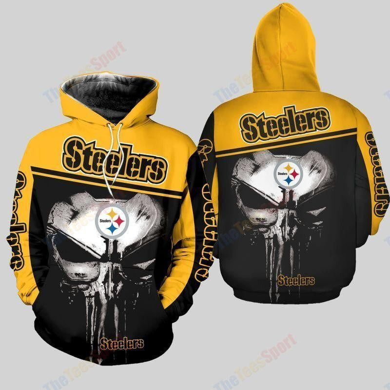 NFL Pittsburgh Steelers Punisher New Skull 3D Hoodie, Zip Hoodie, Sweatshirt TR3648