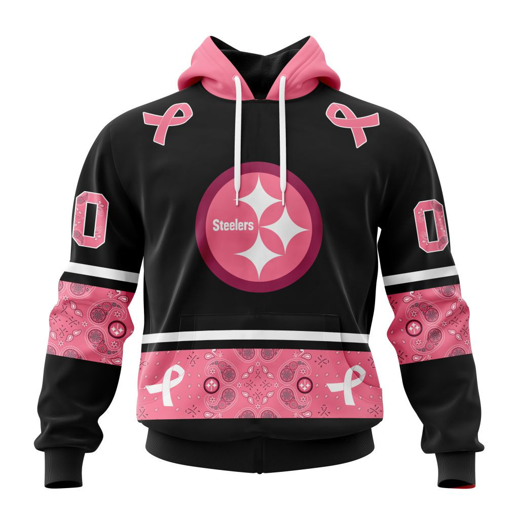 Nfl Pittsburgh Steelers Specialized Design In Classic Style With Paisley In October We Wear Pink Breast Cancer Hoodie Zip Hoodie TR647