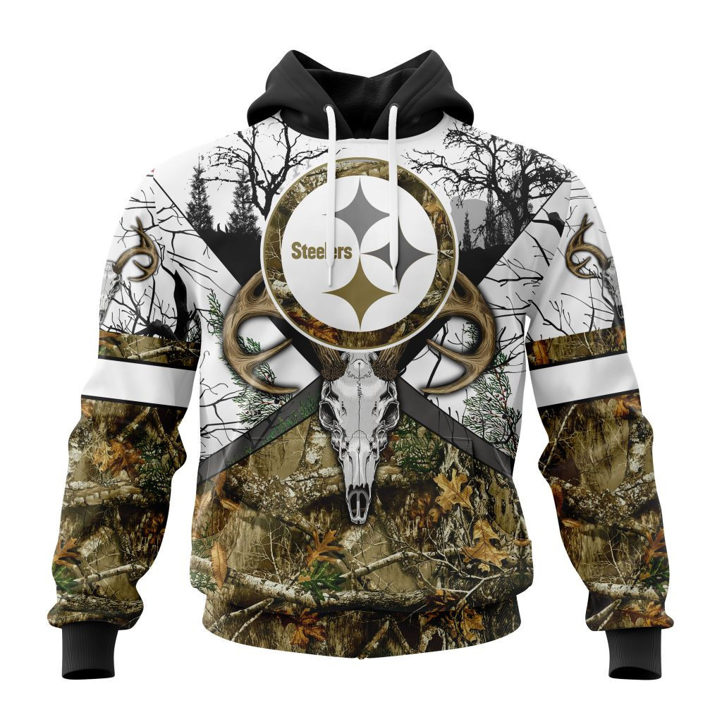 Nfl Pittsburgh Steelers Specialized Specialized Design Wih Deer Skull And Forest Pattern For Go Hunting Hoodie Zip Hoodie PH807