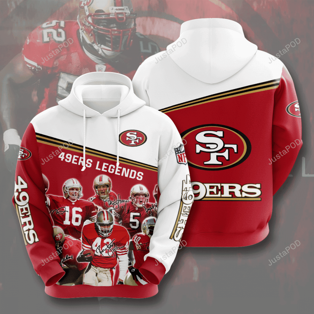Nfl San Francisco 49Ers For Unisex 3D Red White AOP Hoodie Zip Hoodie HT273