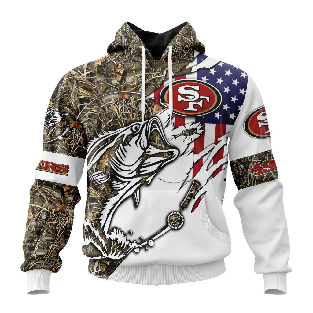 Nfl San Francisco 49Ers Special Fishing With Flag Of The United States St2201 Hoodie Zip Hoodie TR608
