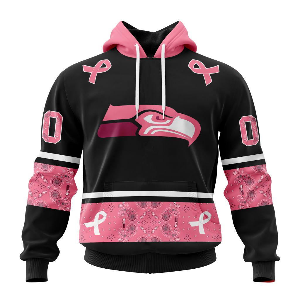 Nfl Seattle Seahawks Specialized Design In Classic Style With Paisley In October We Wear Pink Breast Cancer Hoodie Zip Hoodie TR645