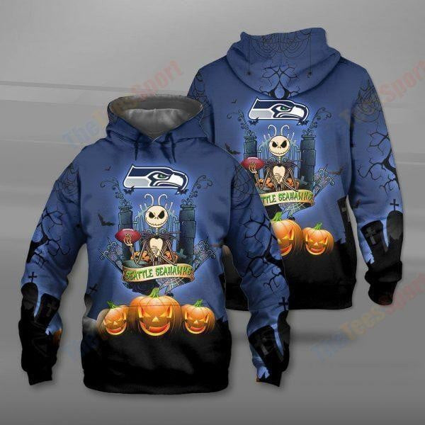 NFL Seattle Seahawks The Nightmare Before Christmas Jack Skellington 3D Hoodie, Zip Hoodie, Sweatshirt TR3765