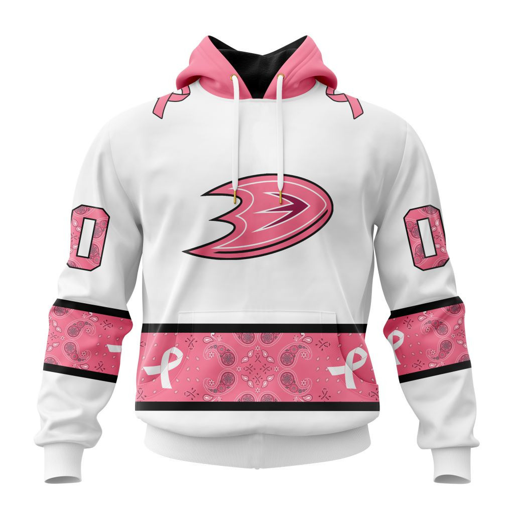Nhl Anaheim Ducks In Classic Style With Paisley In October We Wear Pink Breast Cancer Hoodie Zip Hoodie PH1362