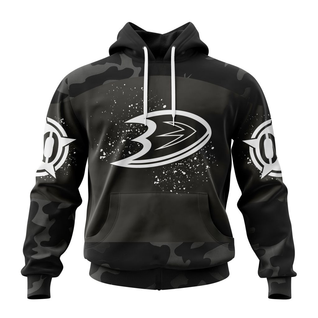 Nhl Anaheim Ducks Special Black Camo Design For Veterans Day St2304 Hoodie Zip Hoodie PH1298