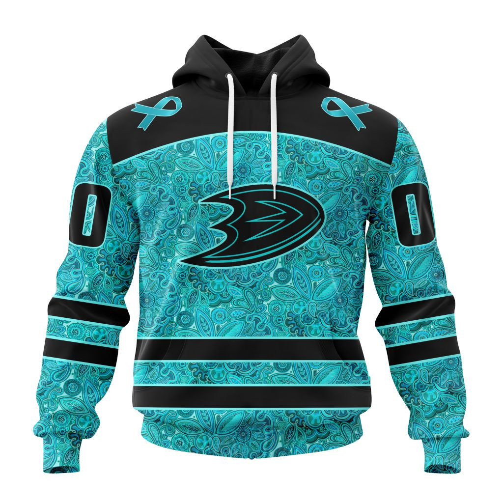 Nhl Anaheim Ducks Special Design Fight Ovarian Cancer St2201 Hoodie Zip Hoodie TR2121