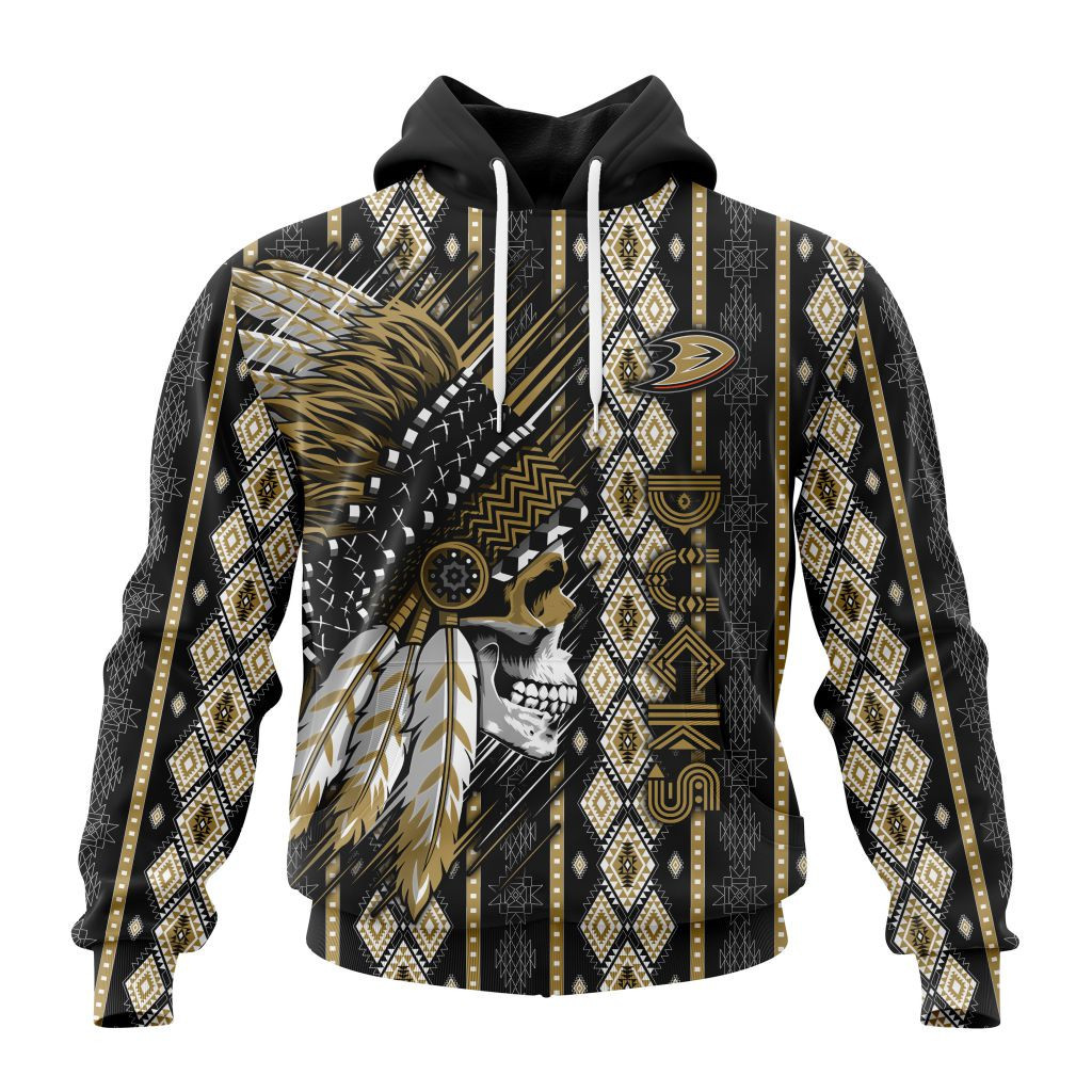 Nhl Anaheim Ducks Special Skull Native Design St2301 Hoodie Zip Hoodie PH1731