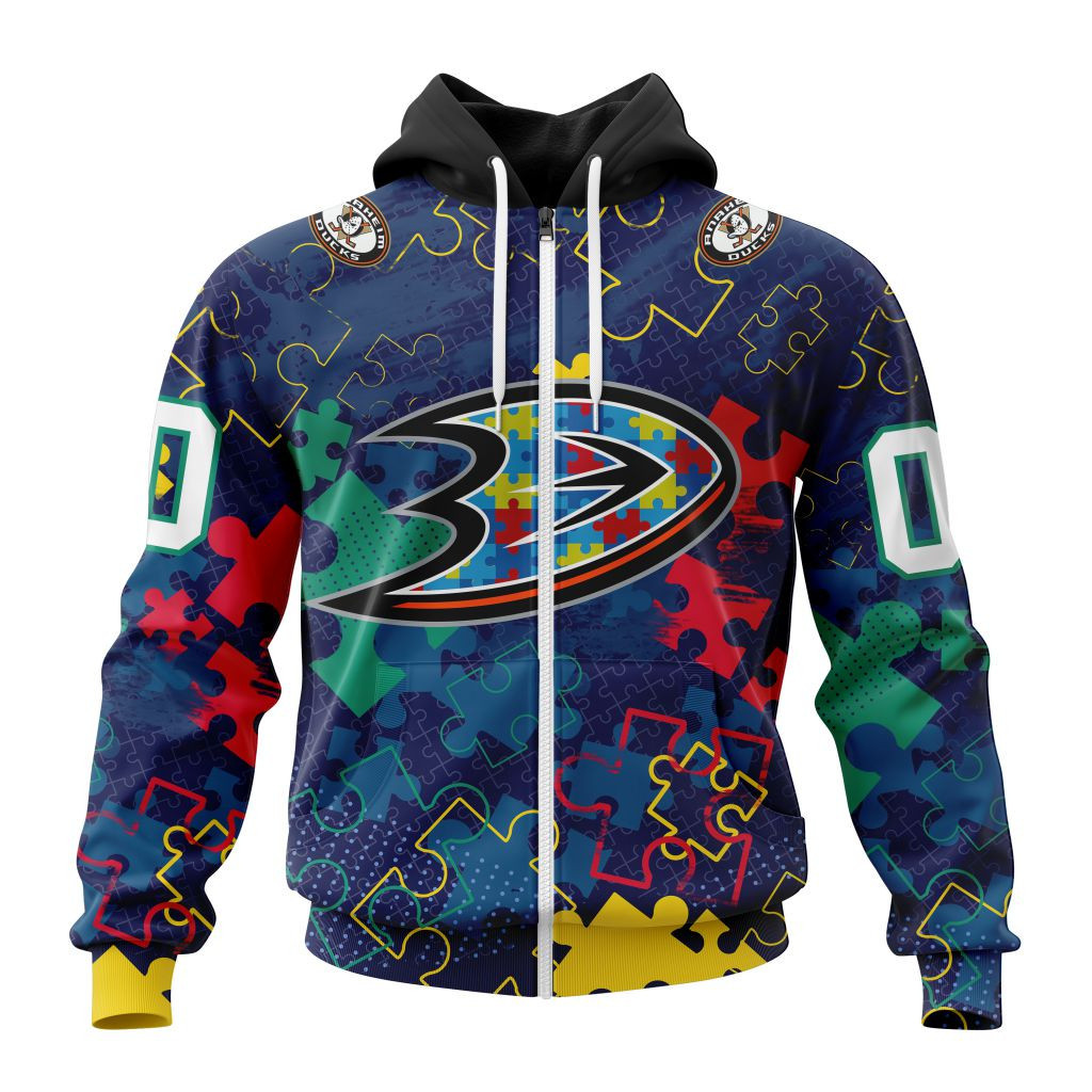 Nhl Anaheim Ducks Specialized Fearless Aganst Autism Hoodie Zip Hoodie TR2345