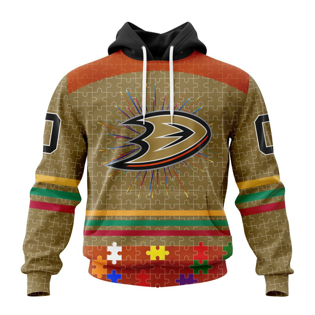 Nhl Anaheim Ducks Specialized Fearless Aganst Autism V0122 Hoodie Zip Hoodie TR2235