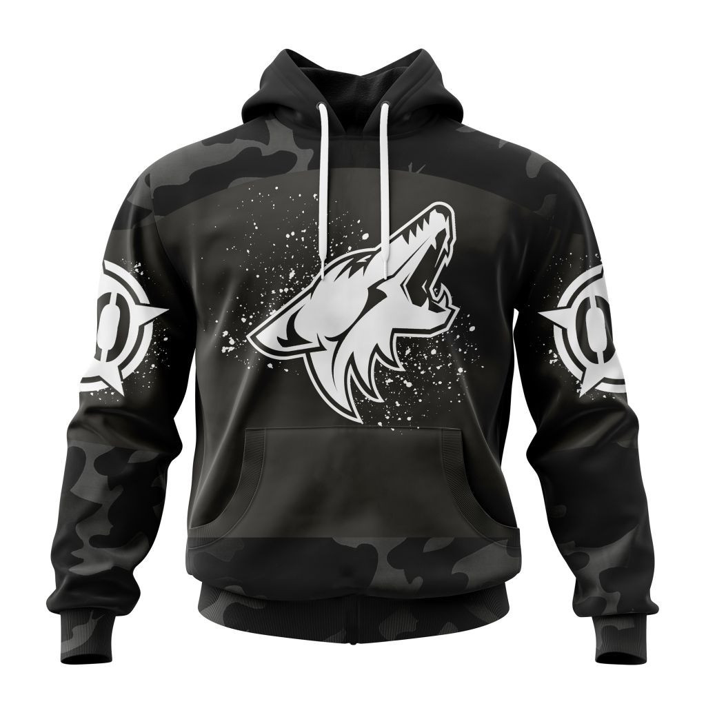 Nhl Arizona Coyotes Special Black Camo Design For Veterans Day St2304 Hoodie Zip Hoodie PH1299