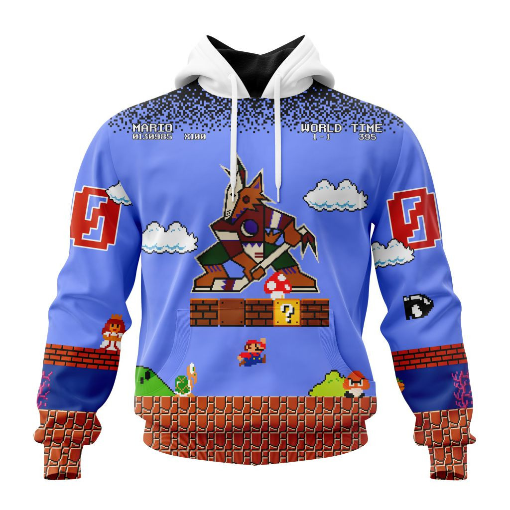 Nhl Arizona Coyotes Special Kits With Super Mario Game Design Hoodie Zip Hoodie TR2154