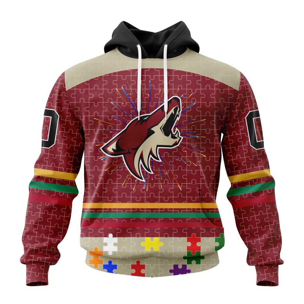 Nhl Arizona Coyotes Specialized Fearless Aganst Autism V0122 Hoodie Zip Hoodie TR2236