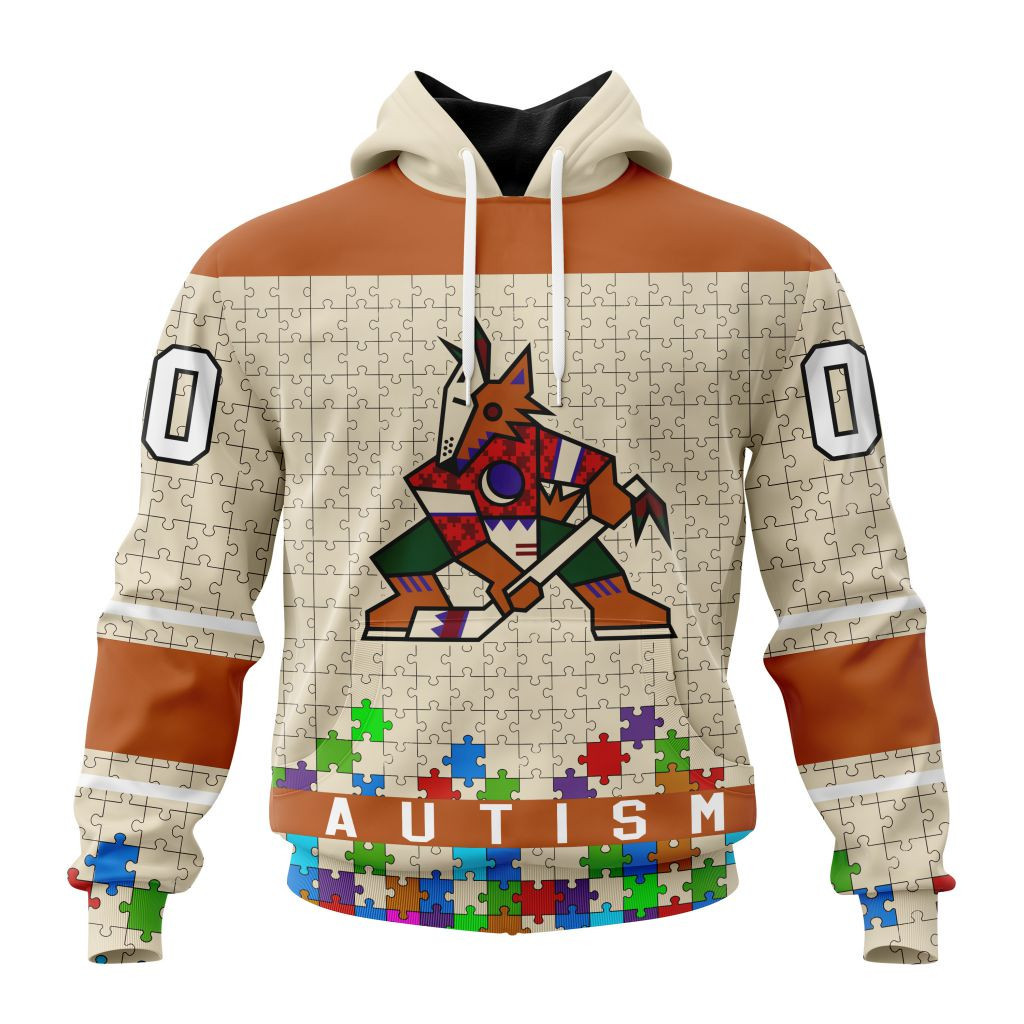 Nhl Arizona Coyotes Specialized Unisex Kits Hockey Fights Against Autism Hoodie Zip Hoodie TR2378