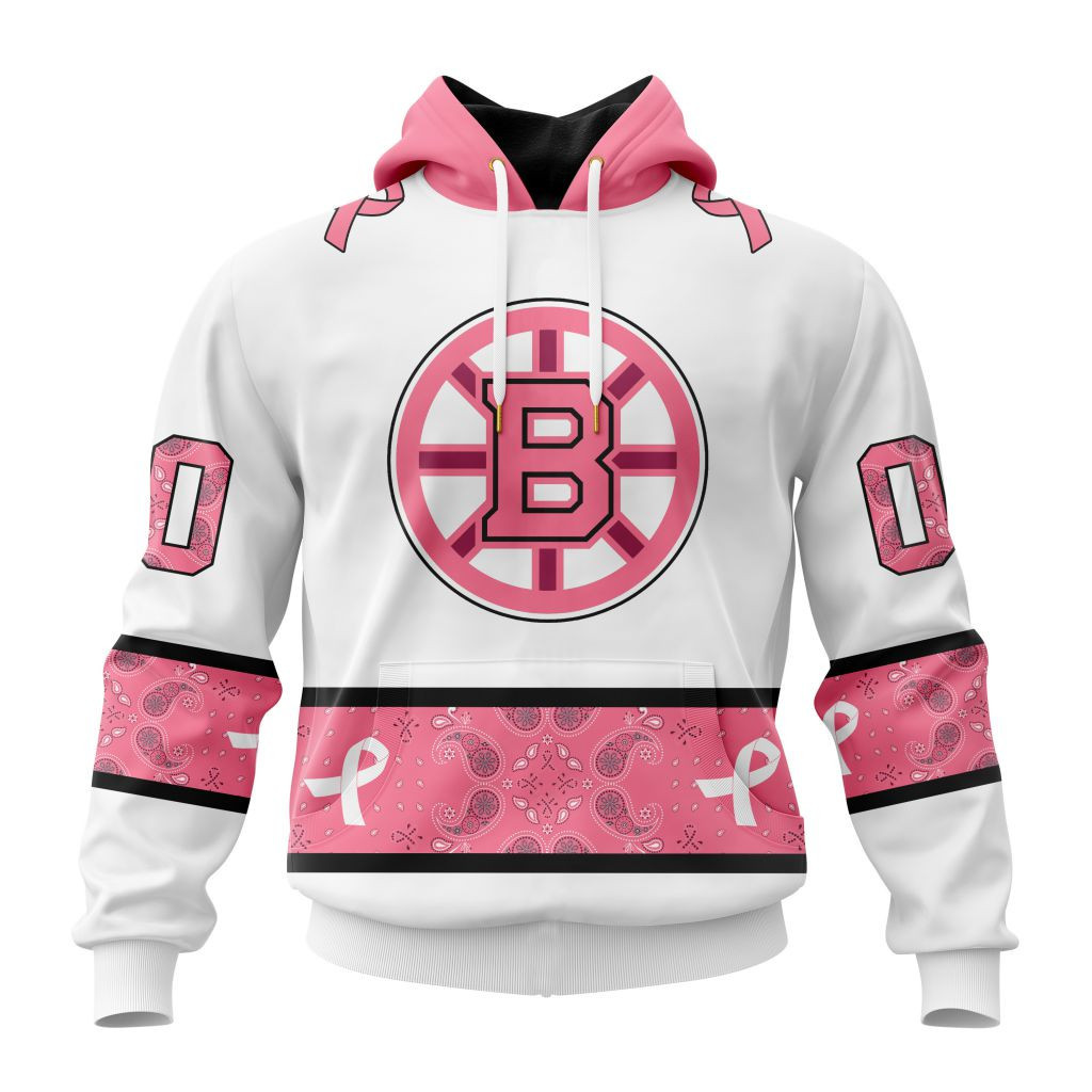 Nhl Boston Bruins In Classic Style With Paisley In October We Wear Pink Breast Cancer Hoodie Zip Hoodie PH1361