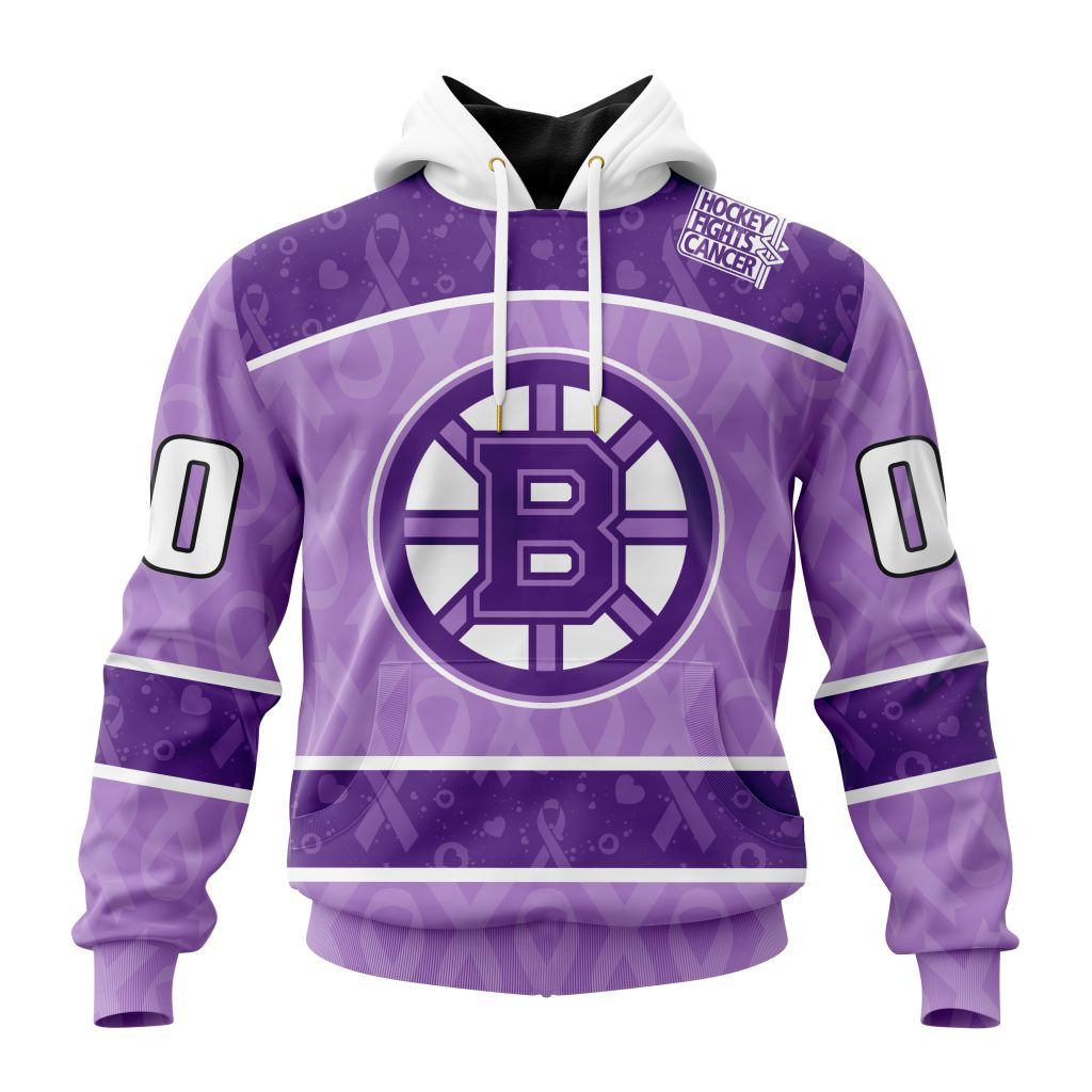 Nhl Boston Bruins New Lavender Hockey Fight Cancer St2301 Hoodie Zip Hoodie PH1191