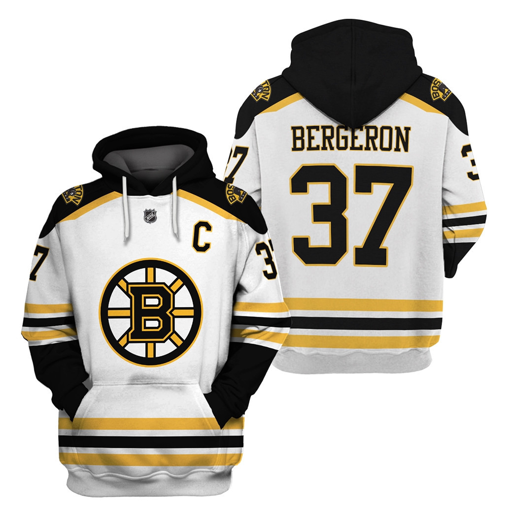 Nhl Boston Bruins Patrice Bergeron 37 White All Over Print 3D Zip Up Hoodie Option For Fans