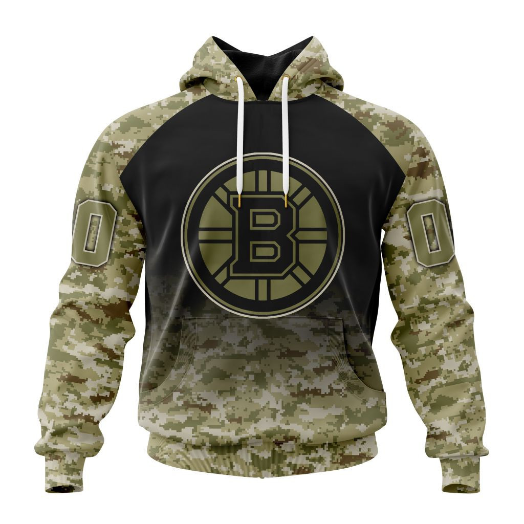 Nhl Boston Bruins Special Camo Design For Veterans Day St2302 Hoodie Zip Hoodie PH1475