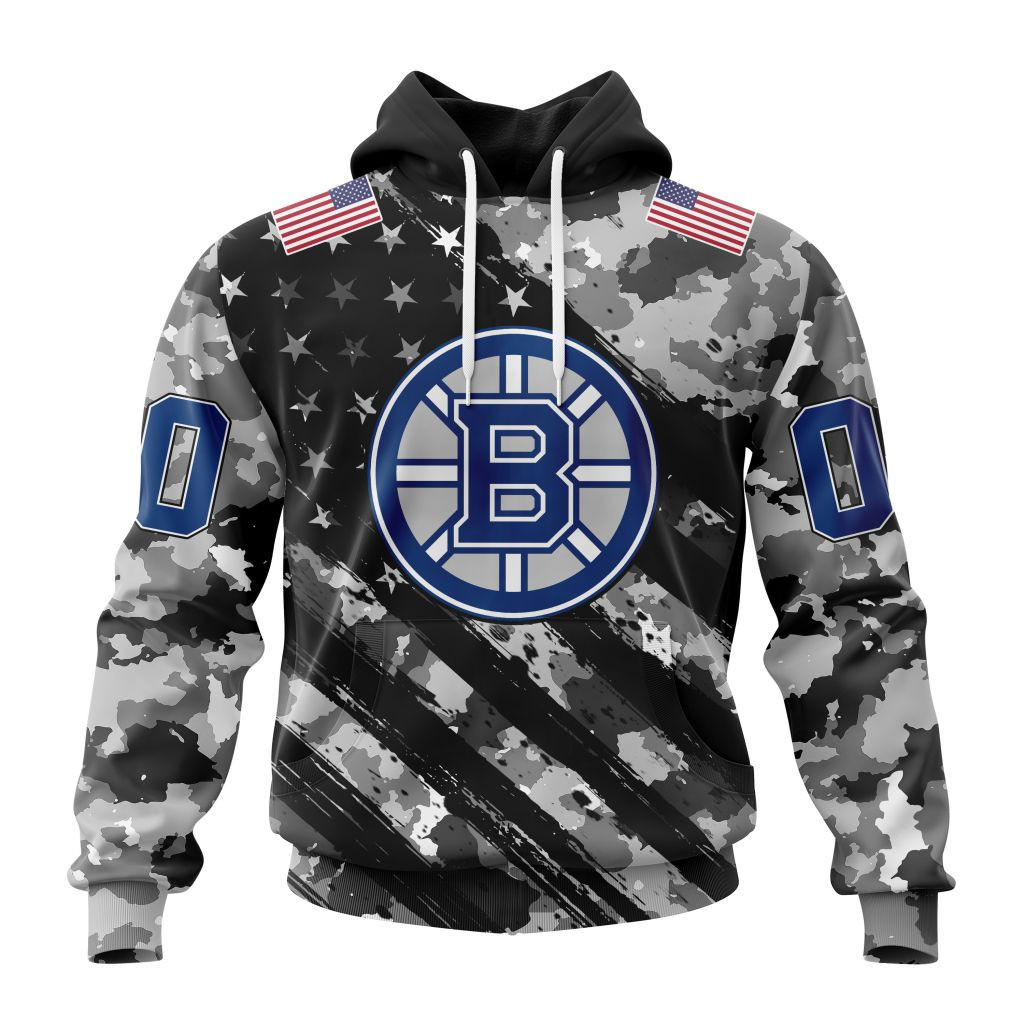 Nhl Boston Bruins Special Camo Military Design St2301 Hoodie Zip Hoodie PH1797