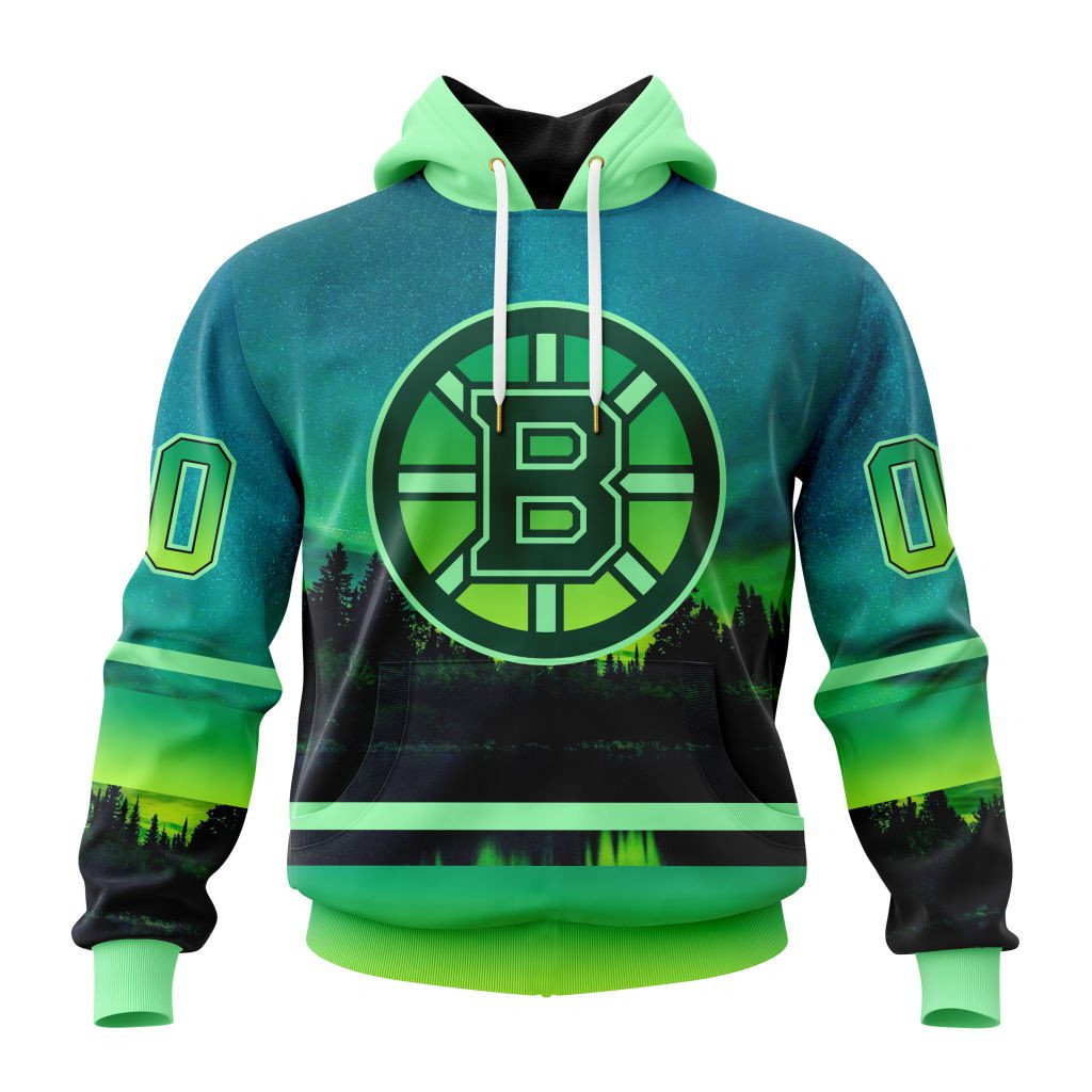 Nhl Boston Bruins Special Northern Lights Design St2302 Hoodie Zip Hoodie PH1078