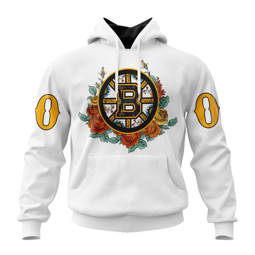Nhl Boston Bruins Specialized Unisex Kits Da De Muertos Hoodie Zip Hoodie TR2604